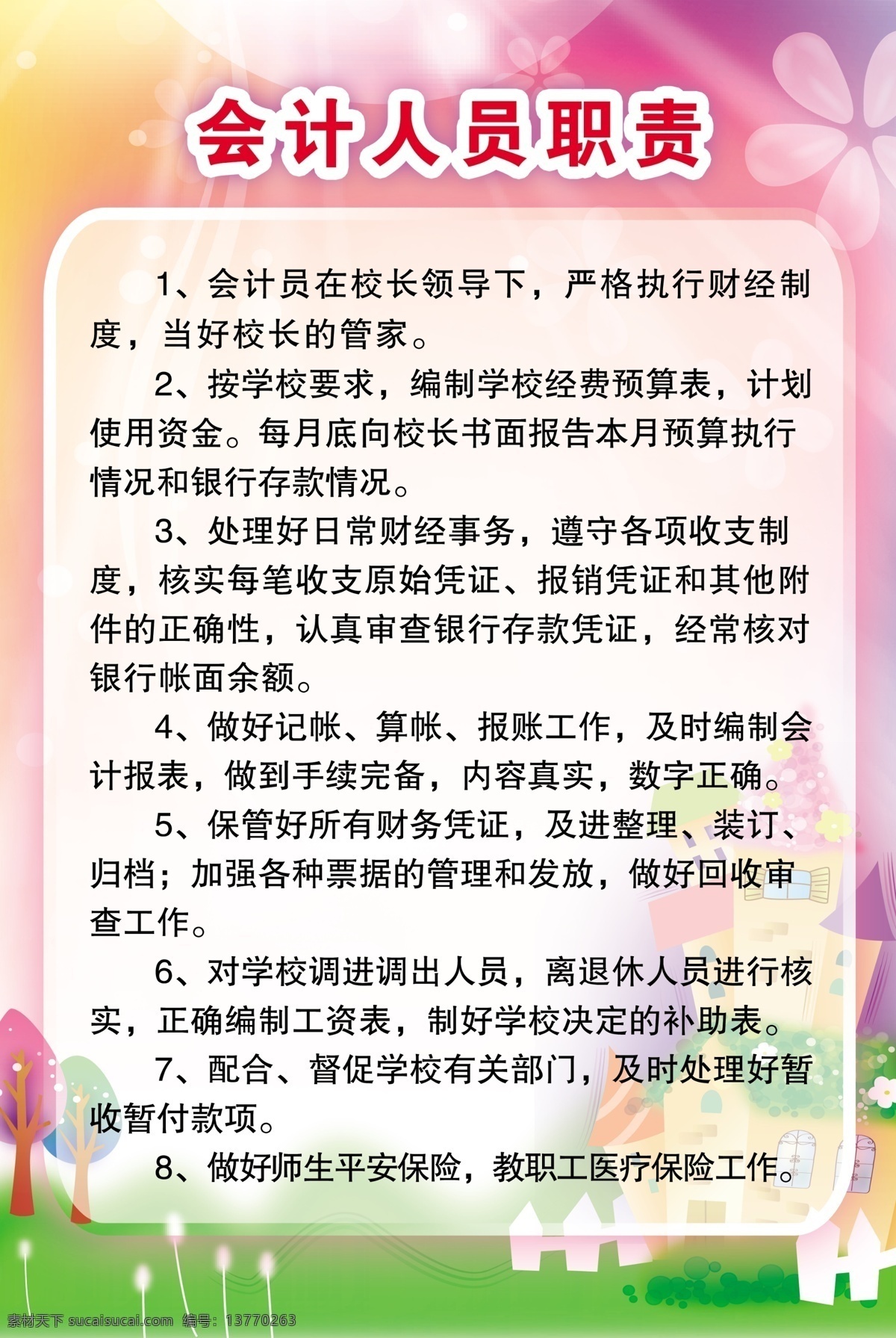 会计 人员职责 管理制度展板 学校展板 学校制度 展板 学生 教师 行为 准则 学校展板设计