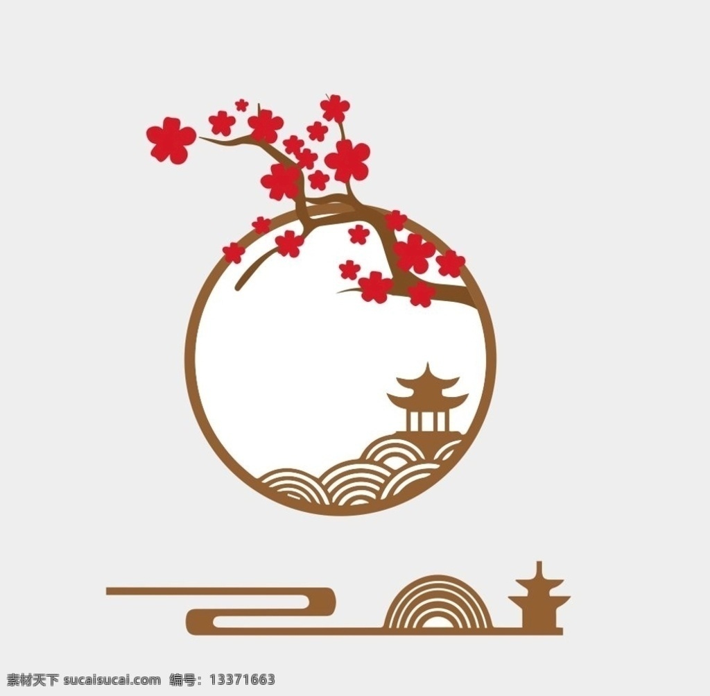 梅花图片 梅花 边框 矢量 祥云 传统图案 文化艺术 传统文化