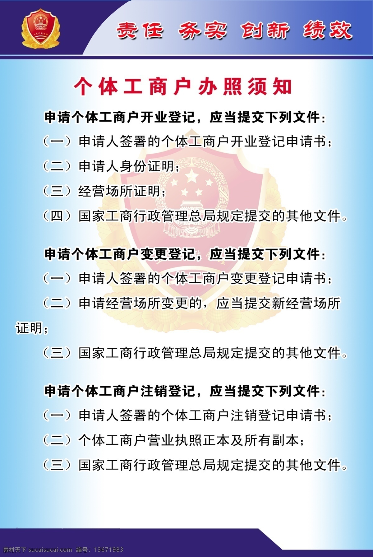 工商制度 个体工商 办照须知 展板模板 广告设计模板 源文件