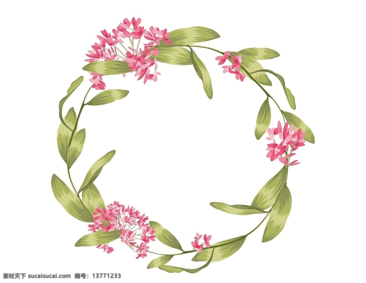 清新 矢量 粉色 花朵 植物 元素 花环 ai元素 免扣元素
