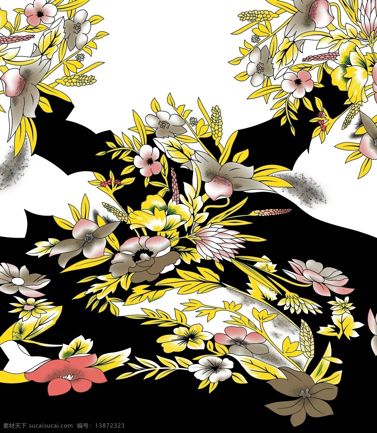 服装印花图案 小碎花 树叶 回位 印花 毛衣 印花设计图 花边花纹 底纹边框