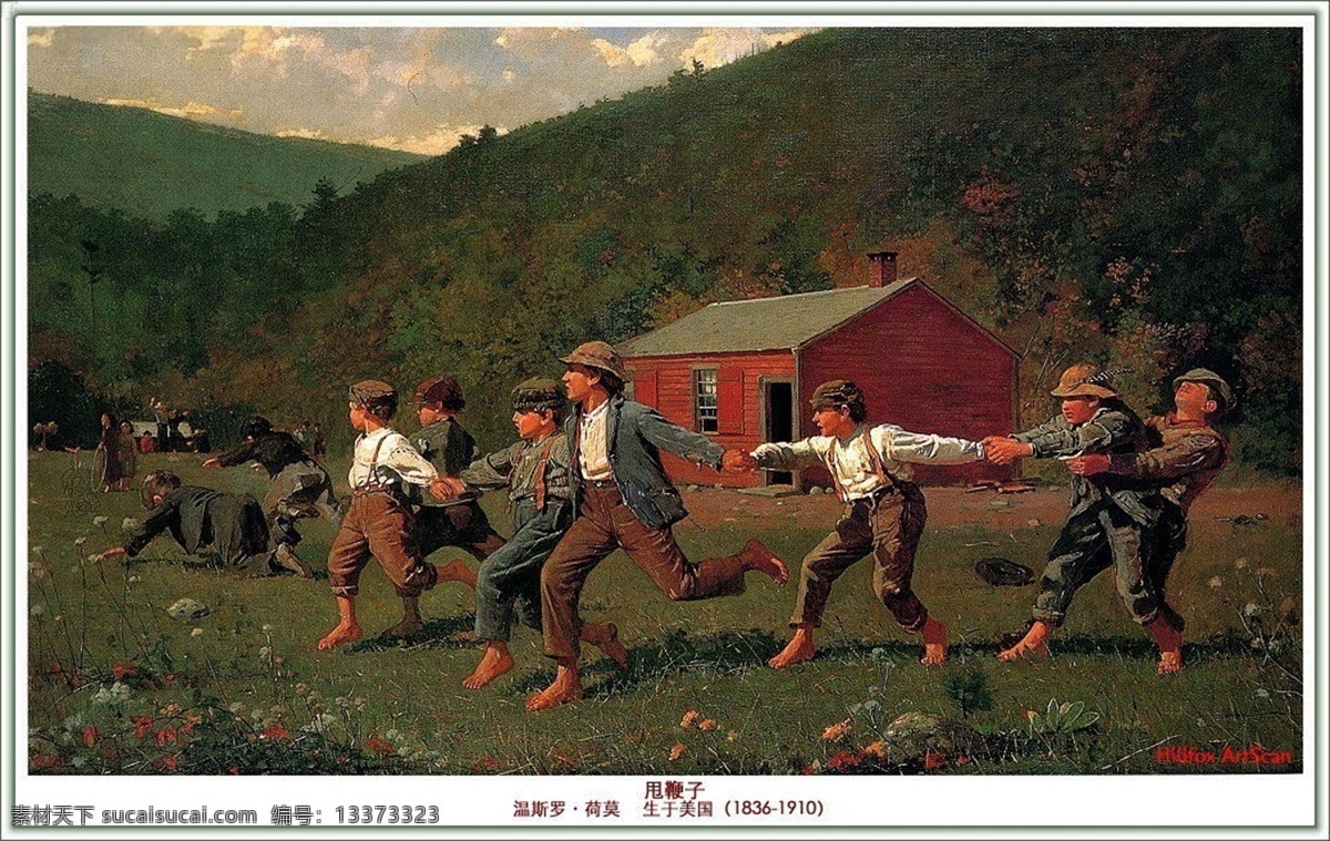 甩 鞭子 儿童 游戏 甩鞭子 装饰素材 油画