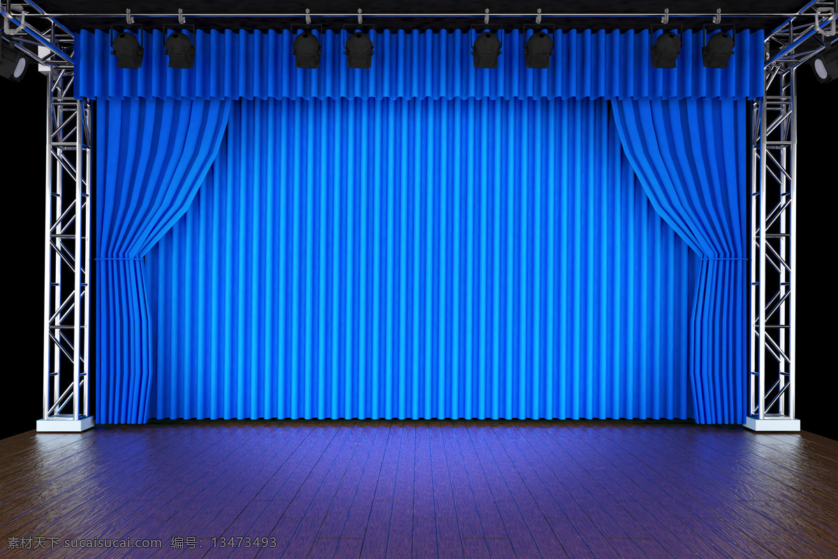 蓝色 舞台幕布 幕布 蓝色幕布 木地板 舞台设计 帷幕 其他类别 生活百科