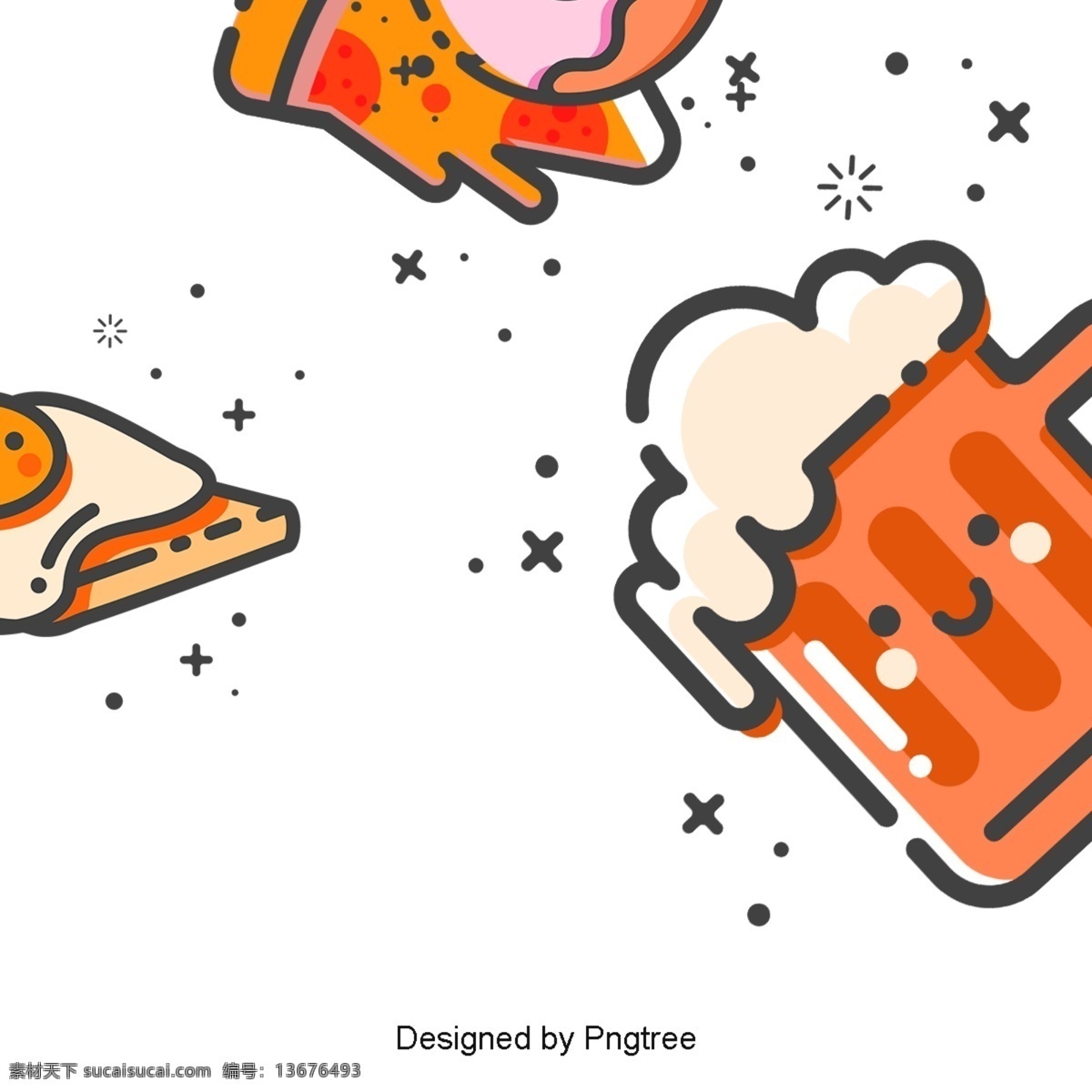 卡通 手绘 夏季 饮料 啤酒 啤酒杯 啤酒花 泡泡 煎蛋