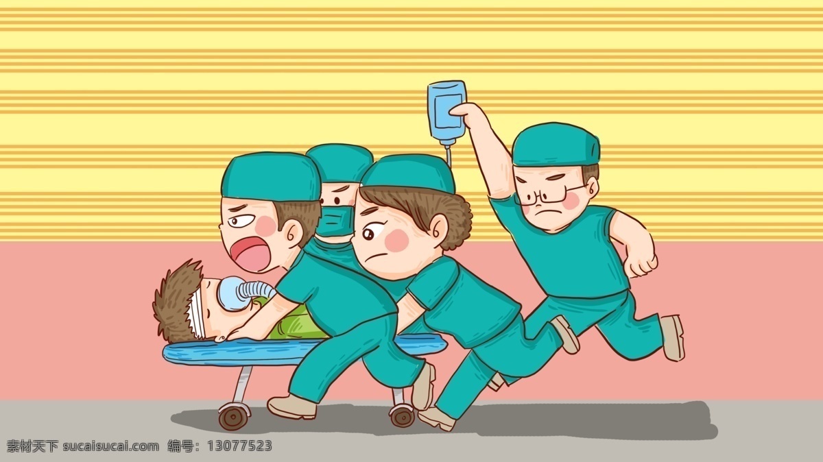 病人 急救 医生 护士 卡通 背景