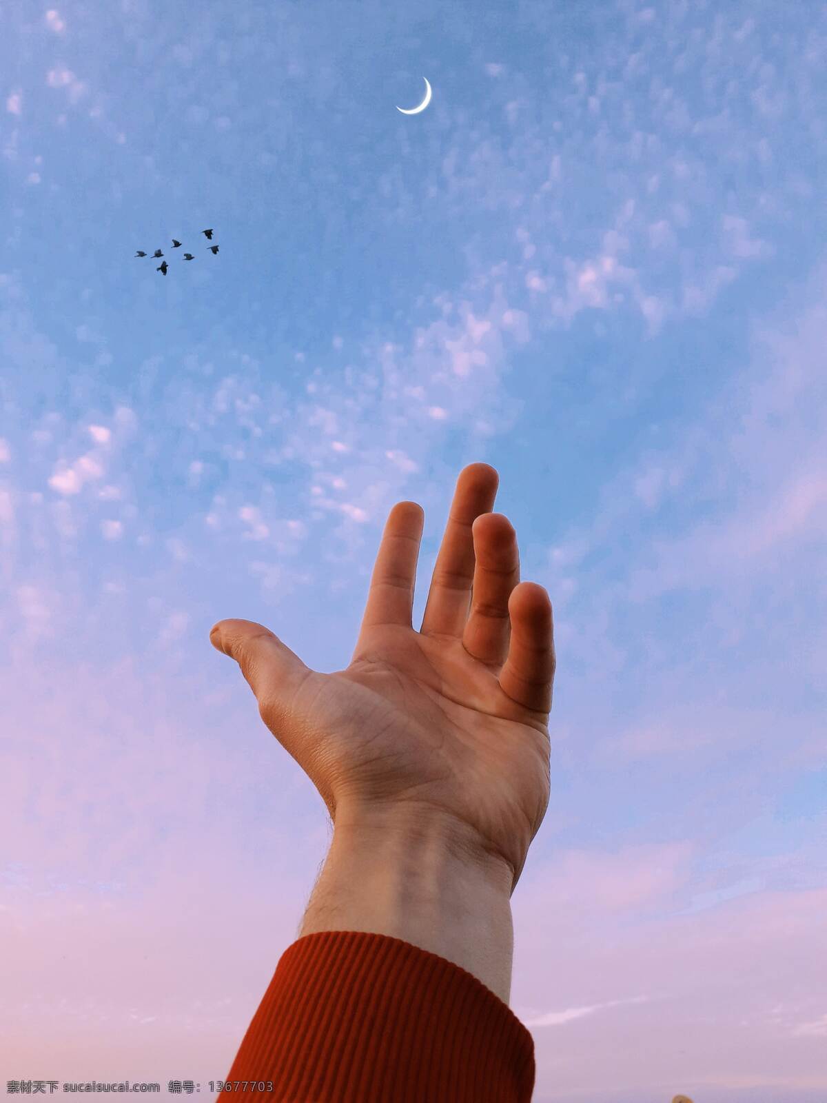 手 日常生活 景色 天空 人物图库