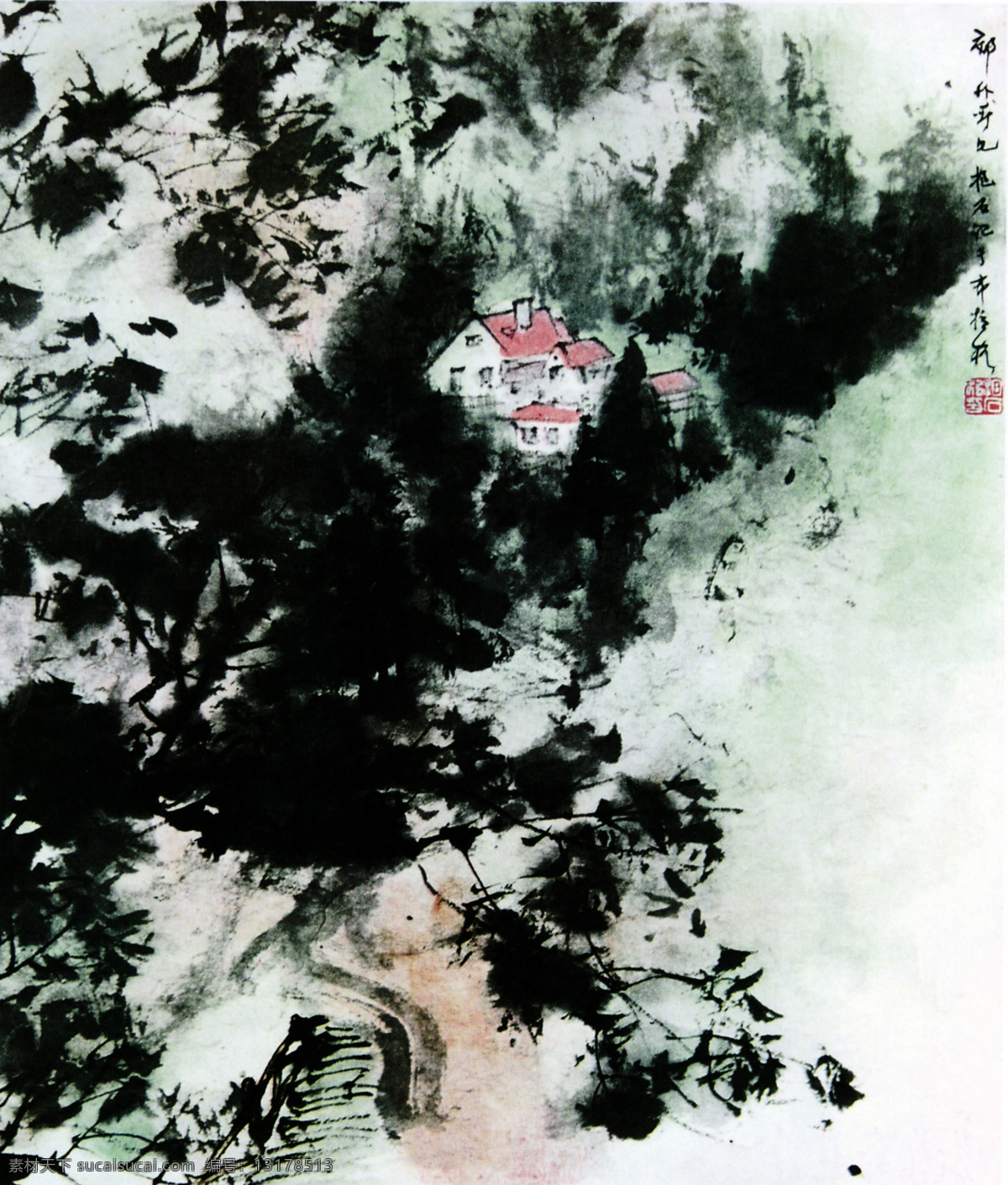 布拉格 郊外 见 国画 山水 山水画 水墨画 中国画 中国山水画 巴山夜雨 傅抱石 文化艺术