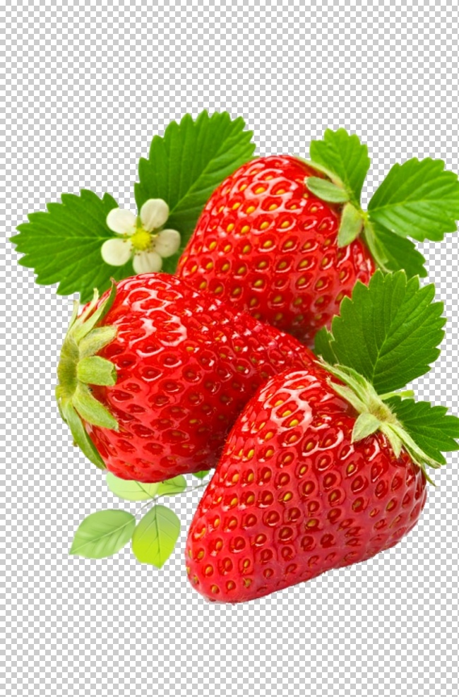 草莓 免抠水果 红色 绿色 有机 分层