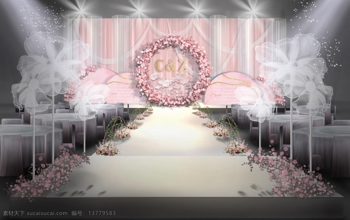 粉白色 婚礼 效果图 粉白色婚礼 婚礼花环 浪漫 唯美 主题 婚礼效果图 婚礼主仪式区