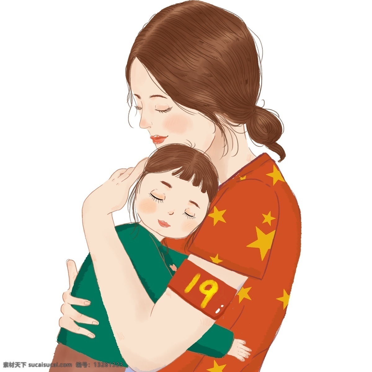 澳门回归 周年 母女 人物 卡通 创意 母亲 女儿 拥抱 19周年 女人 母亲怀抱 psd元素