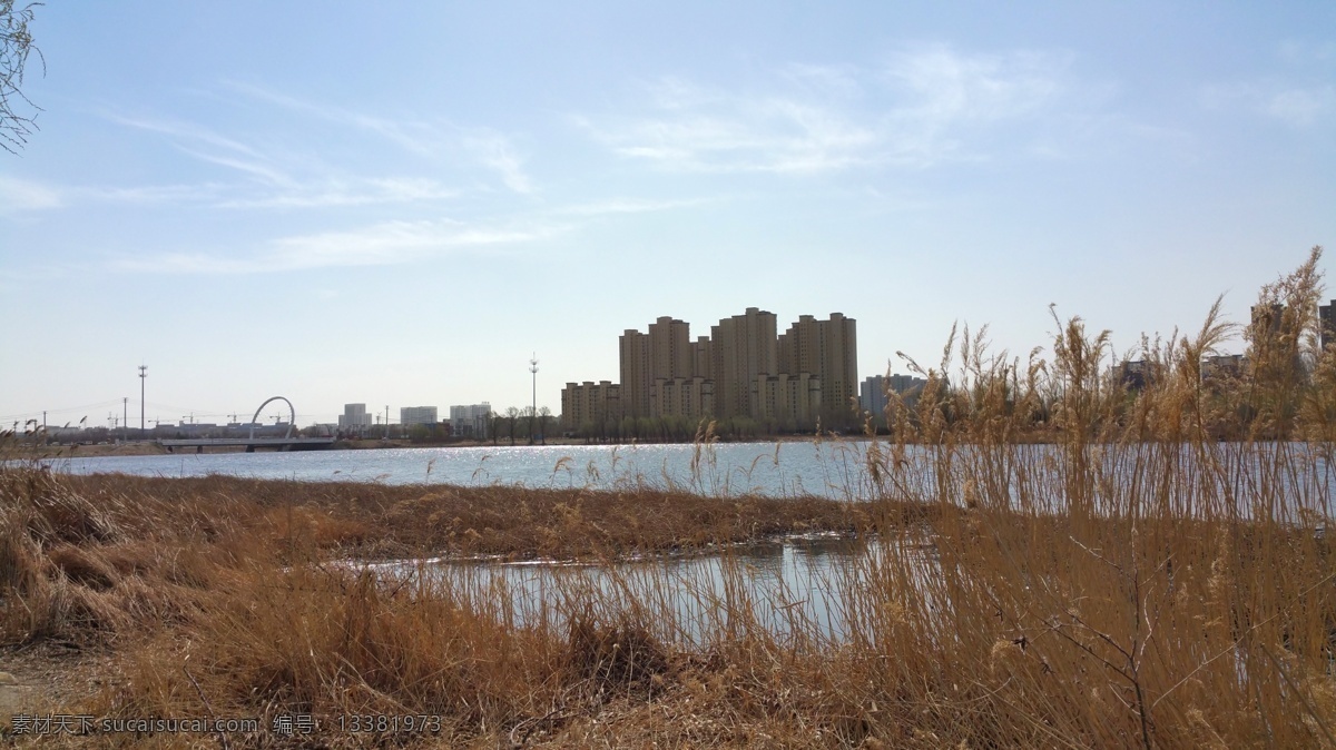 河边的干草 河边 干草 天空 云 建筑 自然风景 自然景观 白色