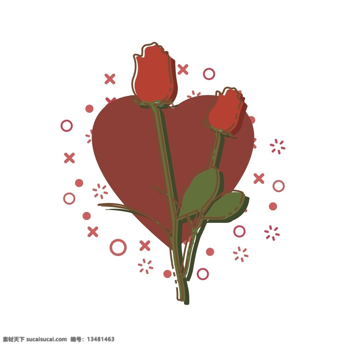 简约 扁平 mbe 七夕 情人节 玫瑰 花朵 花卉 元素 花束 鲜花 七夕节 中国情人节