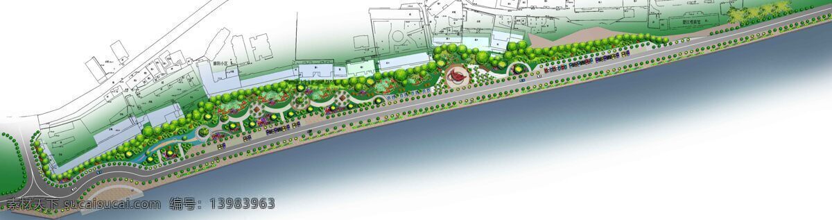 鸟瞰图 滨江路 景观 园林 矢量图 建筑家居