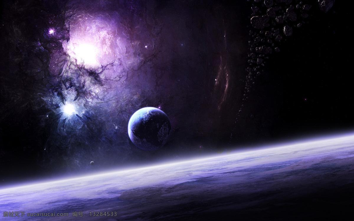 炫 酷 星空 云彩 图 背景 壁纸 地平线 地球 风景 炫酷 云彩图 紫光 生活 旅游餐饮