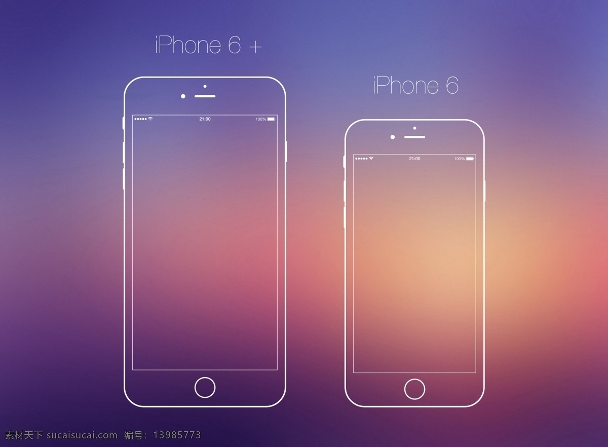 iphone6 线 框 模板 iphone6plus 线框模板 标志图标 其他图标 紫色