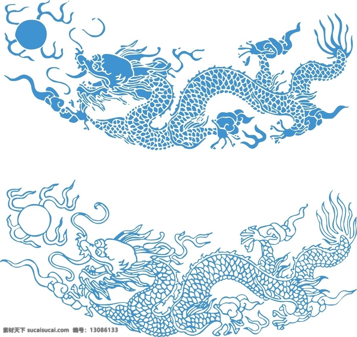 龙纹饰品 花纹免费下载 花纹 蓝色 龙 龙纹 饰品 矢量图 花纹花边