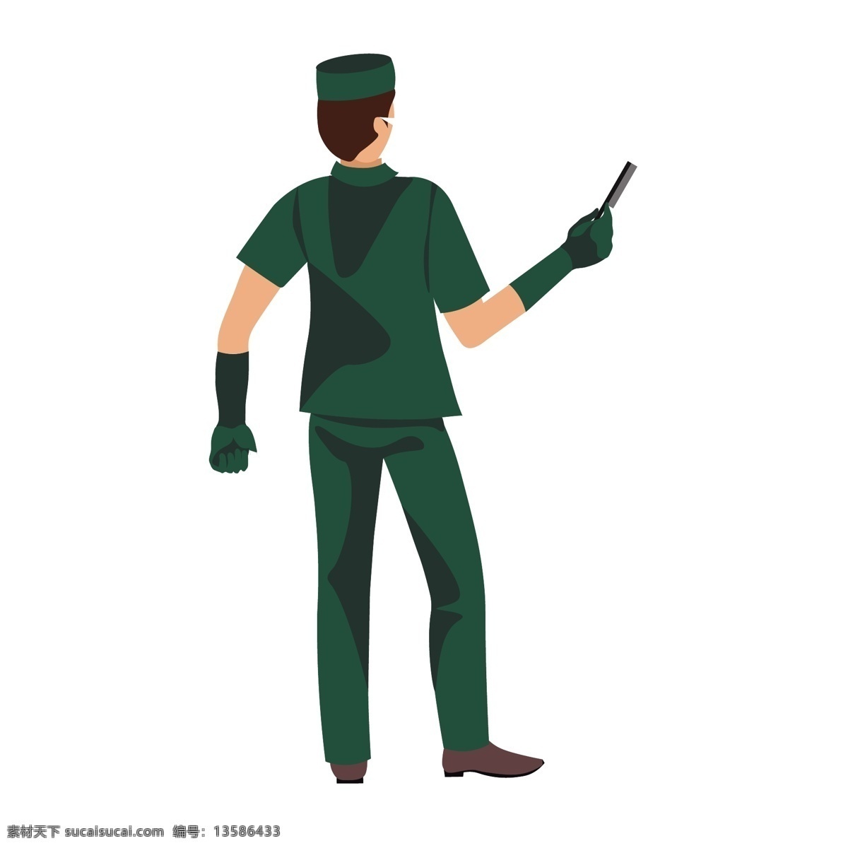卡通 手术 医生 矢量 卡通医生 医师 卡通医师 绿色 绿色制服 手术室 扁平化 扁平化风格