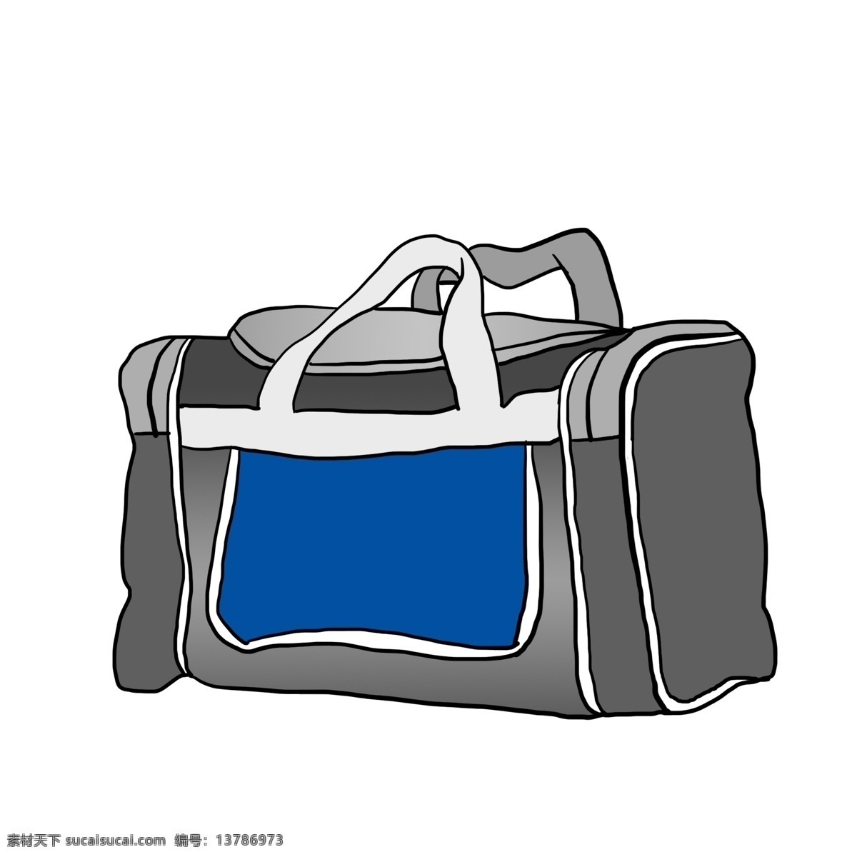 灰 蓝色 行李箱 插画 行李包 手绘行李箱 旅行包 旅游 灰蓝色行李箱 大手提包插画 箱子出差 帆布手提包
