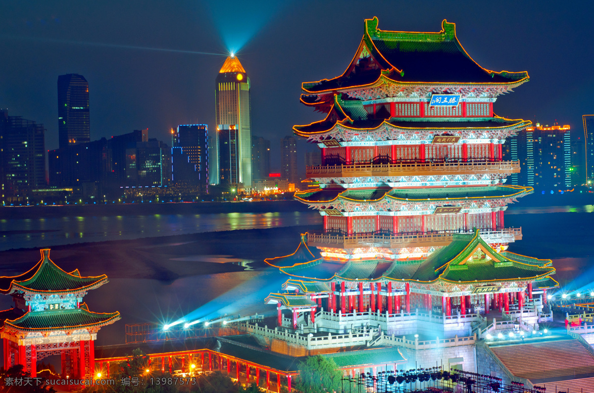 王 阁 夜景 南昌夜景 中式建筑 中国古代建筑 中国风 建筑风景 风景摄影 美丽景色 美景 建筑设计 环境家居