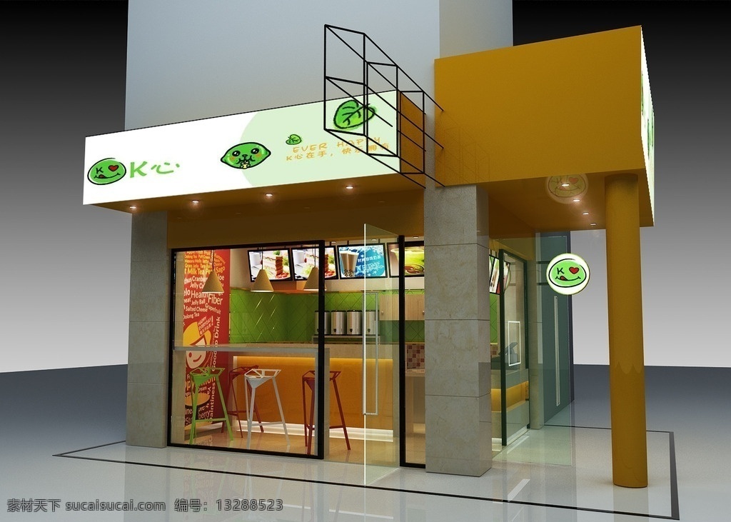 奶茶店 专卖店 店铺设计 橱窗设计 吧台 前柜 收银台 灯箱 吧椅 门头设计 背景墙设计 展示 3d设计 max