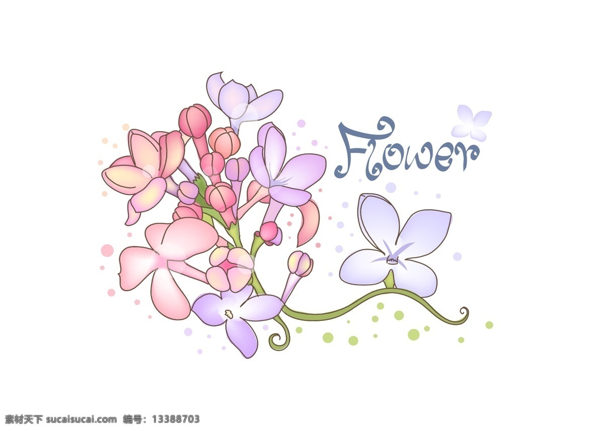 绿叶 花朵 植物 图案 矢量图 花卉 花藤 手绘 素描 藤蔓 鲜花 圆点 植物图案 tua 花纹花边