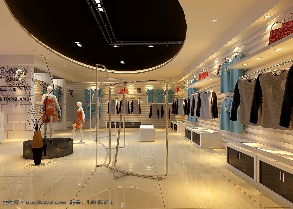 3d 服装店 效果图 服装店效果图 3d模型 室内设计 店内装修 衣架 灯光 公装 办公室 店铺 3d设计 室内模型 max