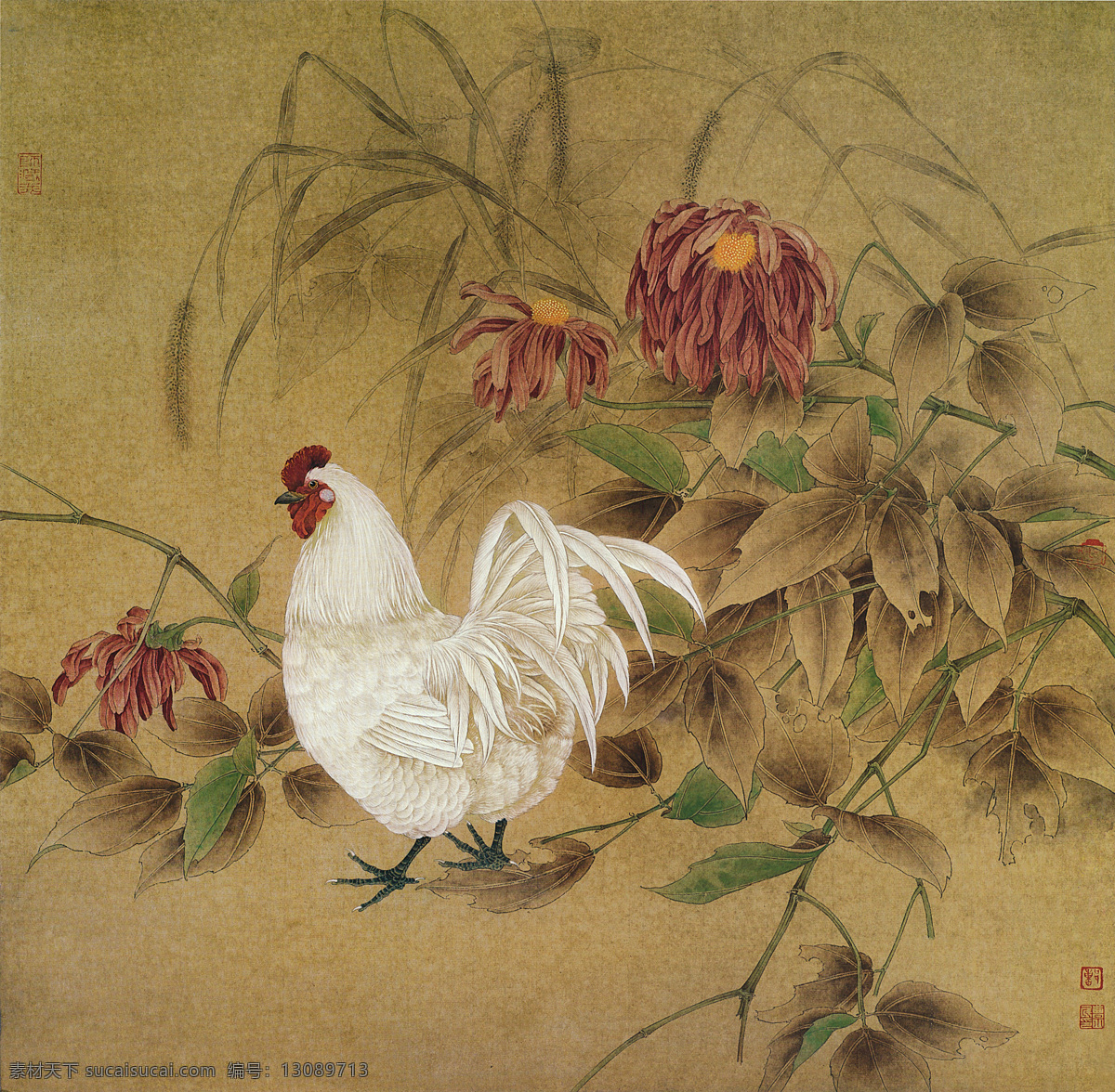雄鸡国画图 雄鸡 国画 壁画 装饰画 花卉 中国风 装饰画专辑 文化艺术 绘画书法