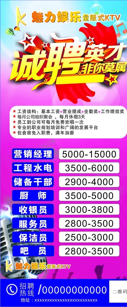诚聘英才 ktv 诚聘 英才 海报 展架