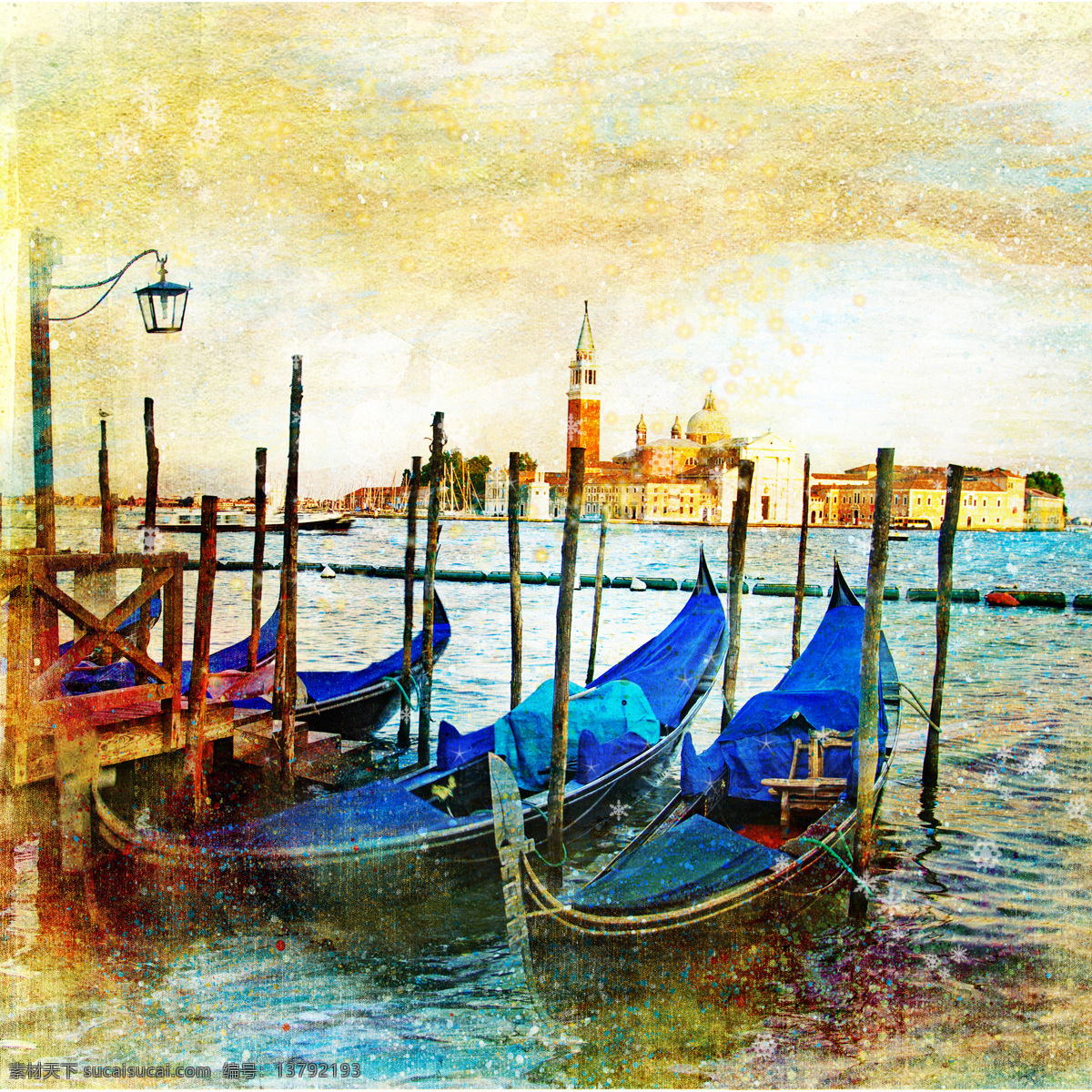 意大利 海面 船只 房屋 油画 文化艺术 绘画书法