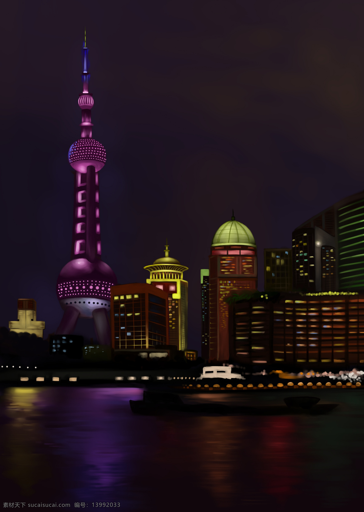夜景免费下载 插画 夜景 场景画 风景 生活 旅游餐饮
