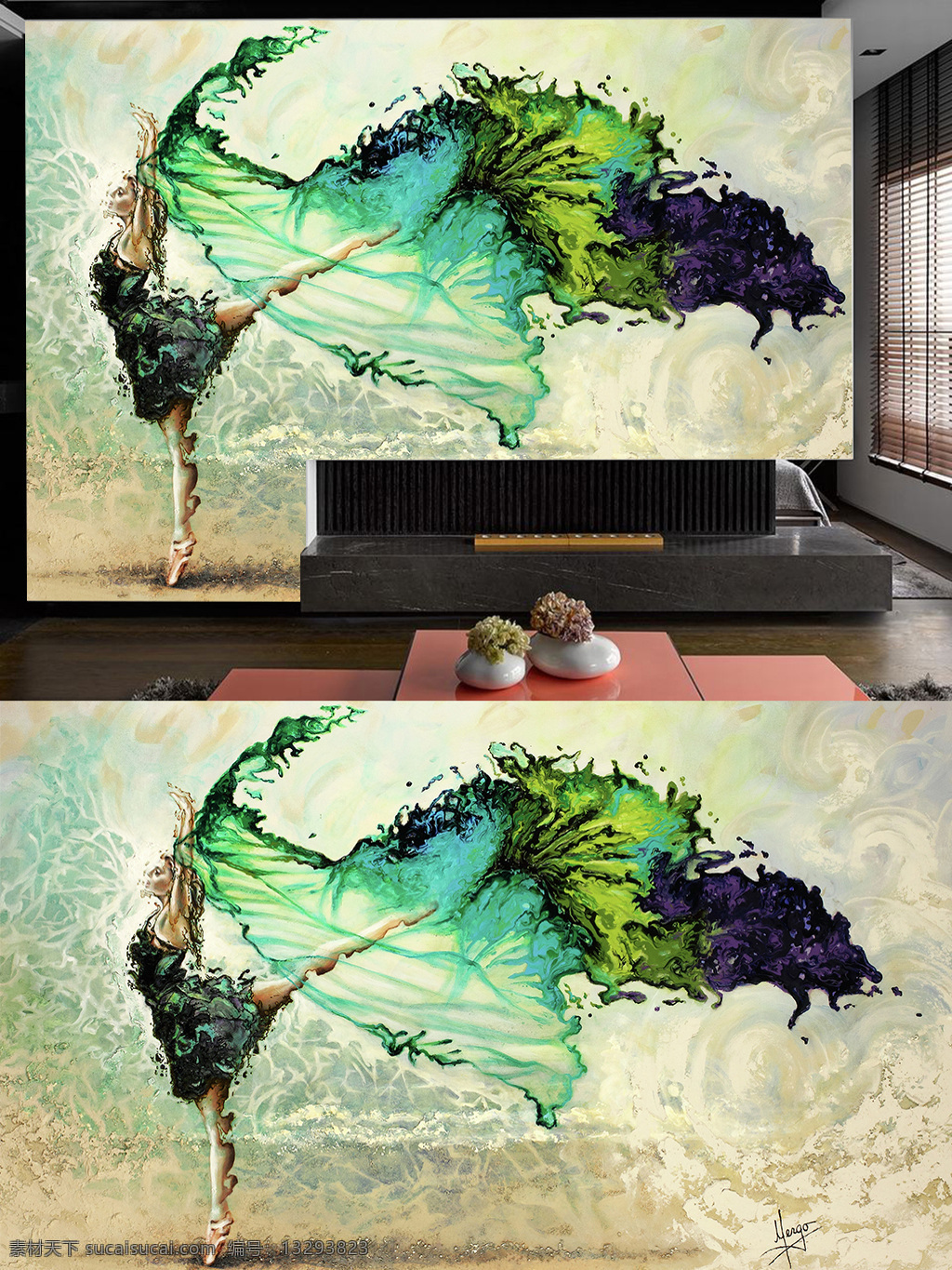 中国 风 起舞 创意 现代 电视 背景 墙 装饰画 中国风