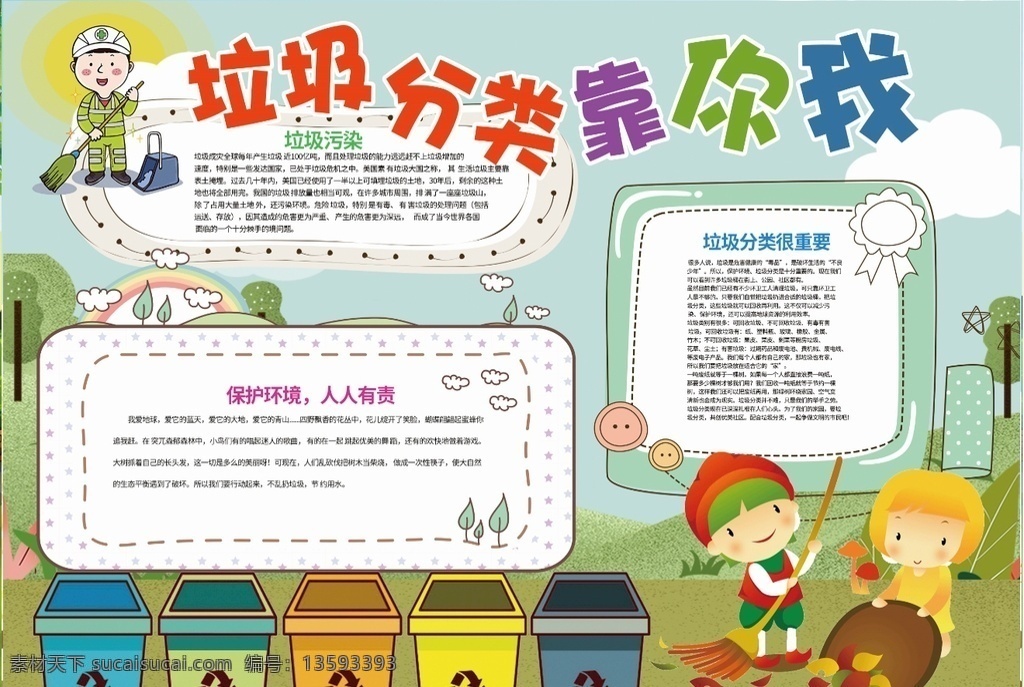 垃圾分类小报 垃圾 分类 环保 保护 环境 小学 学生 小学生 学校 学习 阅读 读书 科学 卡通 儿童 孩子 小报 成长册 成长 档案 海报 手抄报 电子报 电脑小报 doc