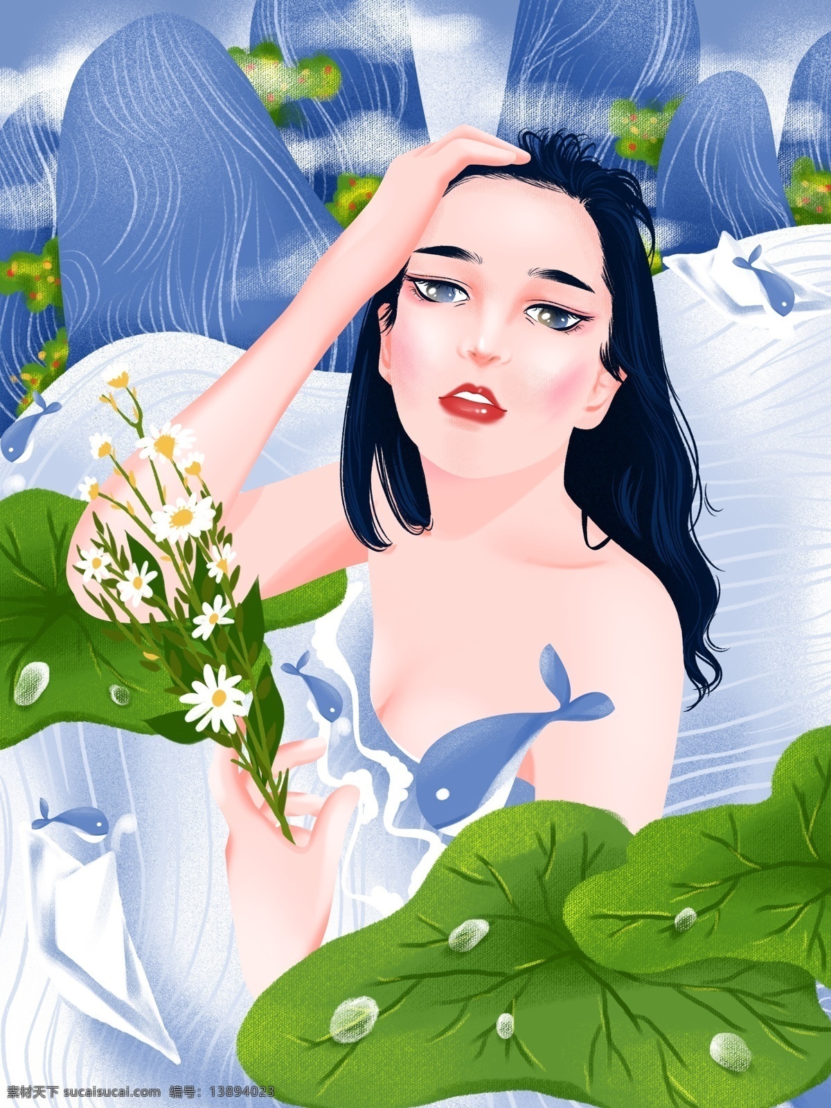 气韵 女神 节气 夏至 花 女孩 插画 美女 创意 化妆品 装饰画 包装 气韵女神 美丽女孩 女生 女性 女性用品 洗发水 洗面奶 面霜 脸霜 化妆 脸妆 美妆 妆容 面容 美貌 美容 整形 整容 护肤 护肤品 美肤 气色 保健 产品包装