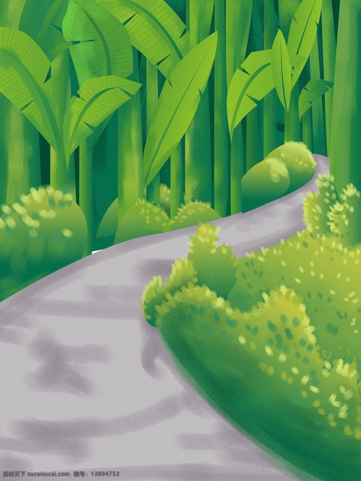 唯美 小 清新 森林 小路 插画 背景 绿色背景 唯美背景 树林背景 森林背景 广告背景 背景素材 植物背景