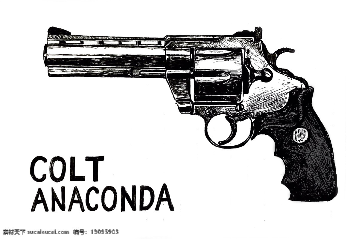 枪 左轮 柯尔特 西部 手绘图 左轮枪