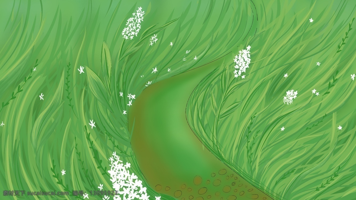 绿色 手绘 小 清新 草丛 插画 背景 绿色背景 小清新背景 banner 背景素材 卡通背景 手绘背景 插画背景 树丛 广告背景 psd背景 背景展板