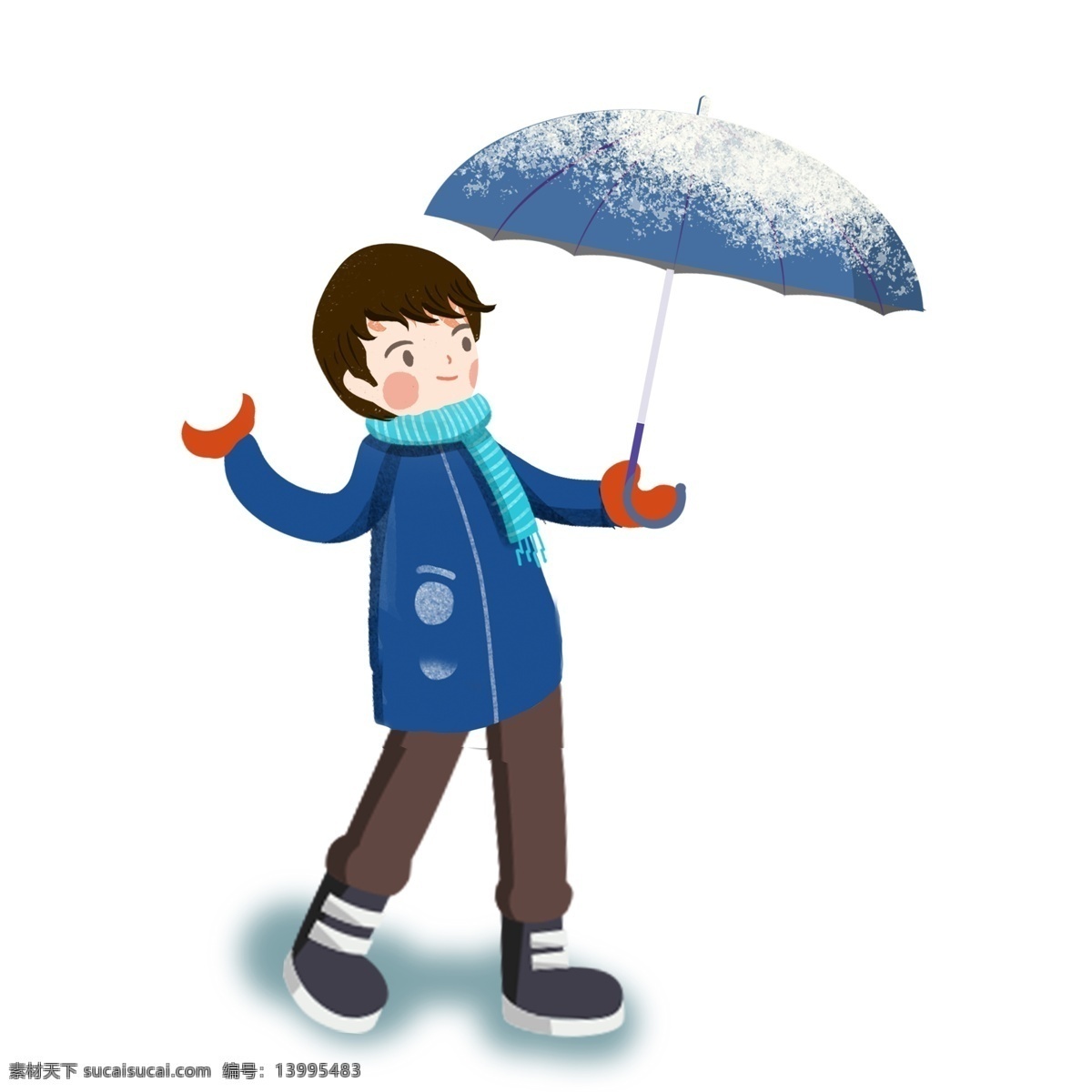 冬季 撑伞 男孩 元素 人物 雨伞 装饰图案 打雪仗 人物元素 手绘 元素装饰 元素设计 创意元素 手绘元素 psd元素