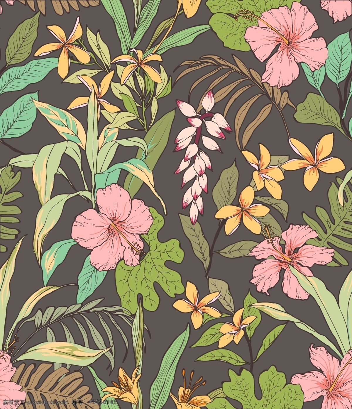 清新 唯美 植物 插画 花朵 叶子 手绘