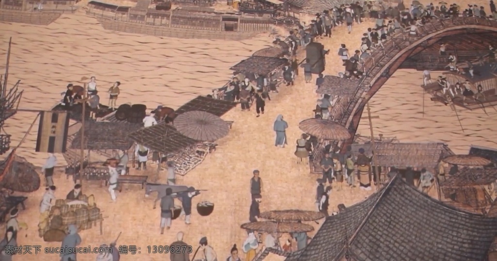清明上河图 舞台背景 舞台高清背景 中国古典 水乡 舞蹈背景 合成背景素材 多媒体 影视编辑 mp4