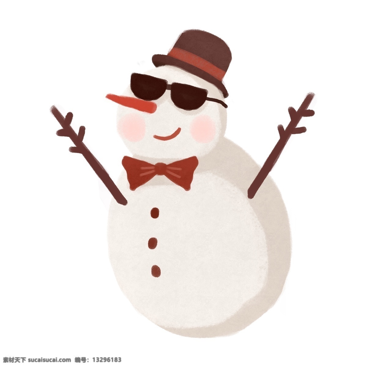手绘 清新 冬季 雪人 元素 png元素 可爱 免抠元素 透明素材