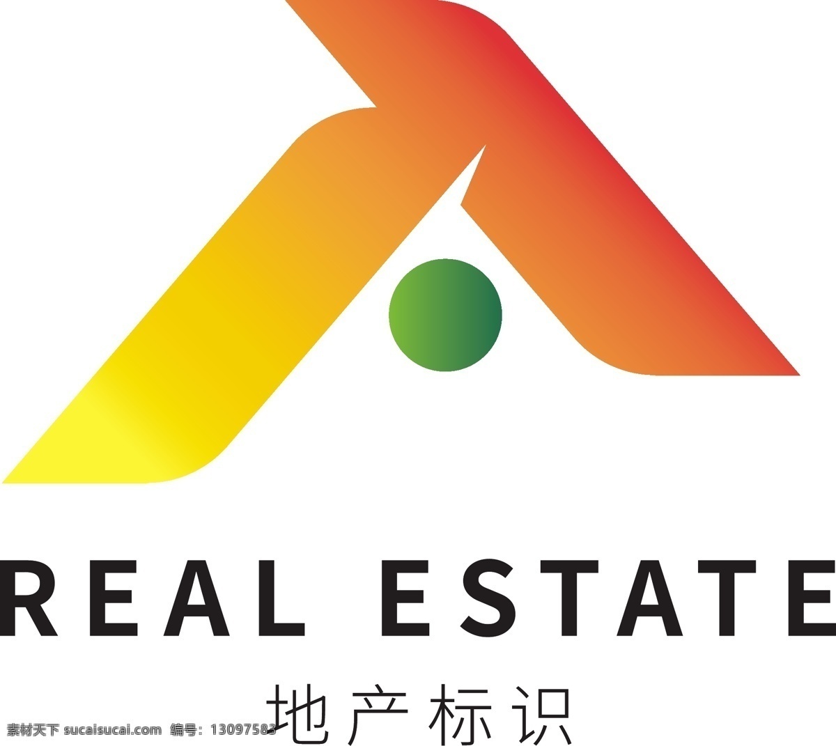 简洁 几何 渐变 房地产 企业 logo 模板 简约 结合