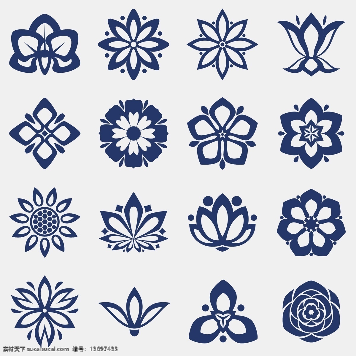 花的图标集 花卉 图标 装饰 自然 形状 花卉装饰 花卉图标 收藏 白色