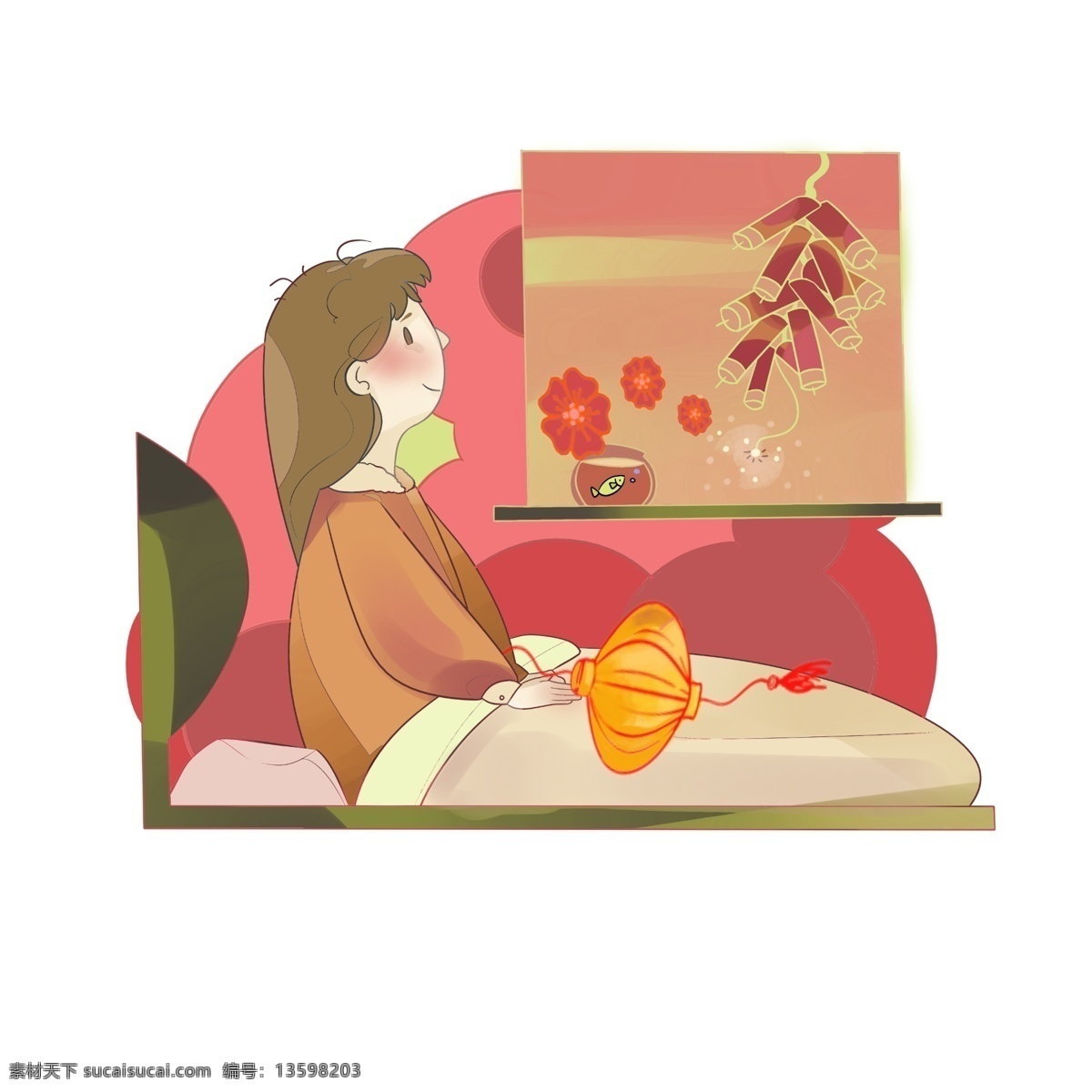 猪年 鞭炮 可爱 少女 窗外 烟花 安静 春节 元旦 学生 眼镜 学习 糖葫芦 唐装 新衣服 复古小人 少女少年 贴对联 对联 少年 习俗 童年 团员 农历 中国红 传统 2019