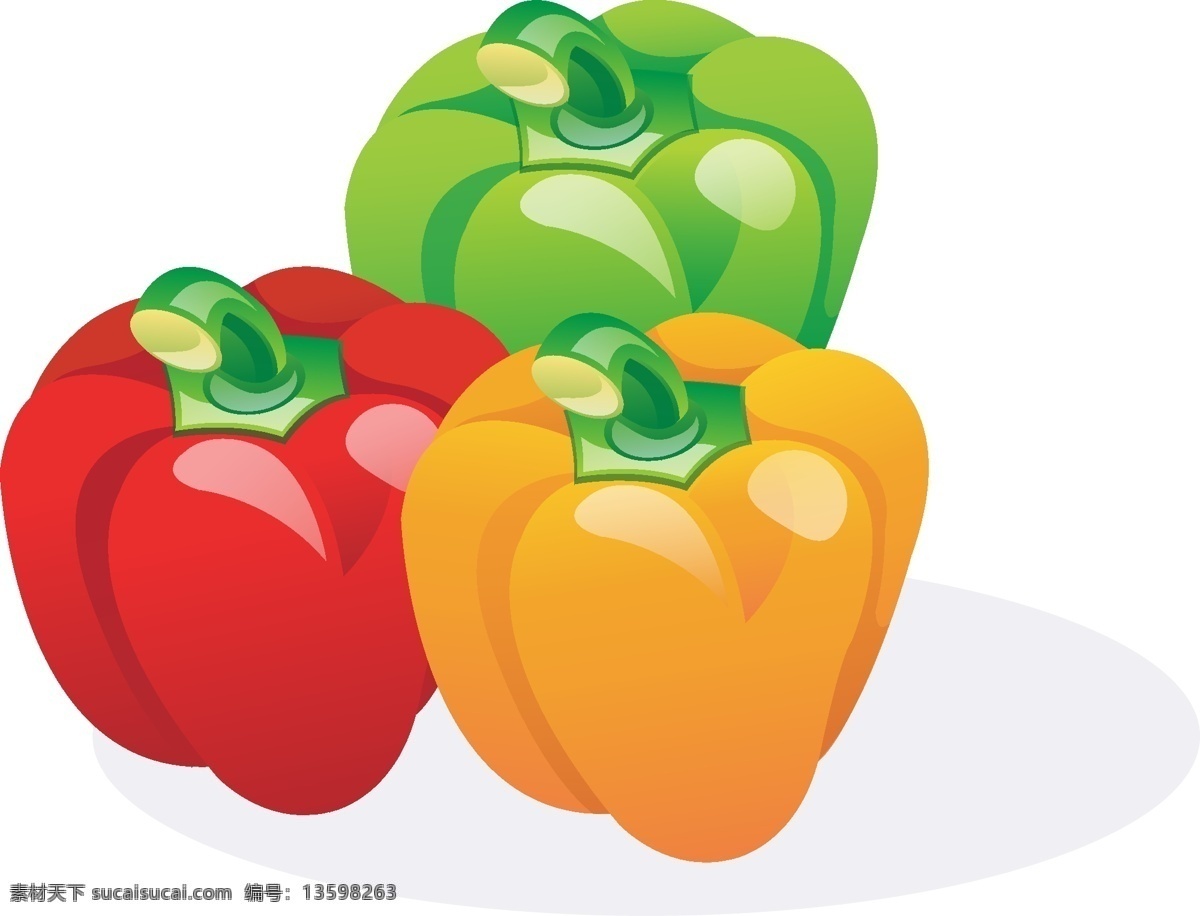 甜椒矢量素材 辣椒 粉 红色 橙 绿色 蔬菜 食品 甜椒 健康 美味 吃 生物世界