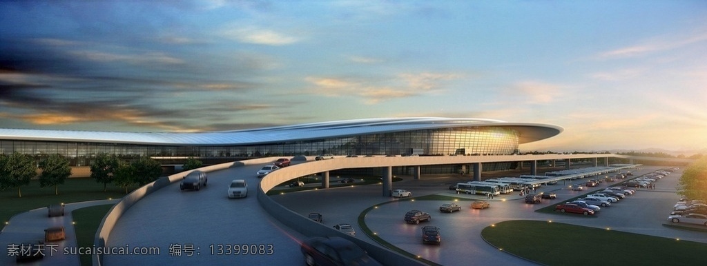 烟台 机场 效果图 引桥 航站楼 旅游景观 环境设计 建筑设计
