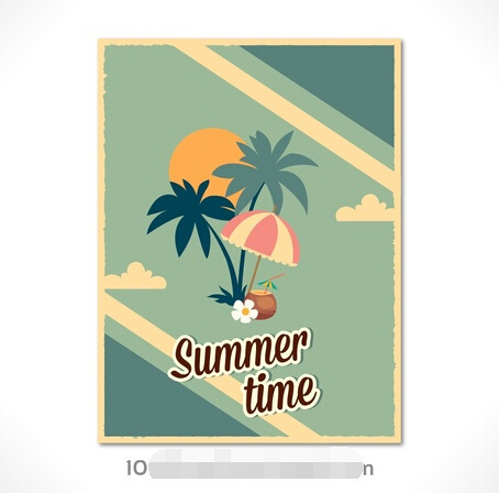 夏日海滩 夏日 海滩 海报 简约 椰树 假日 可爱 白色