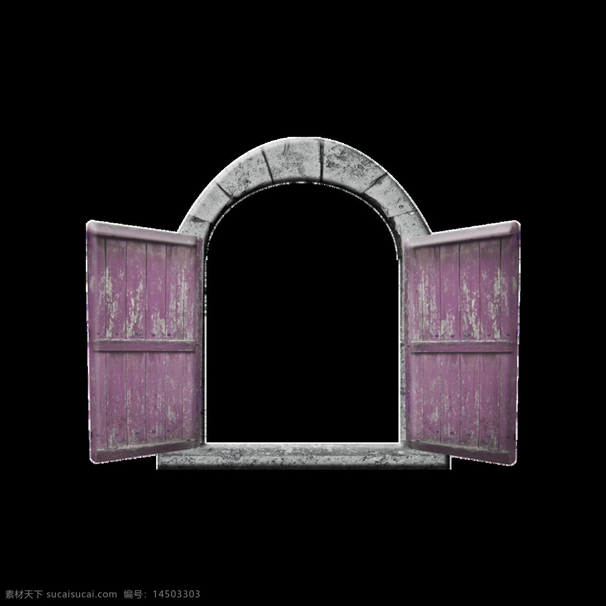 拱形铁门元素 矢量 紫色 拱形 铁门 大门 元素