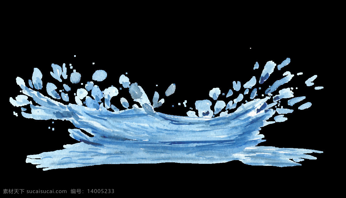 水波 水花 装饰 图案 波浪 淡蓝色水彩画 水彩元素 手绘涂鸦 海洋元素 海洋主题装饰