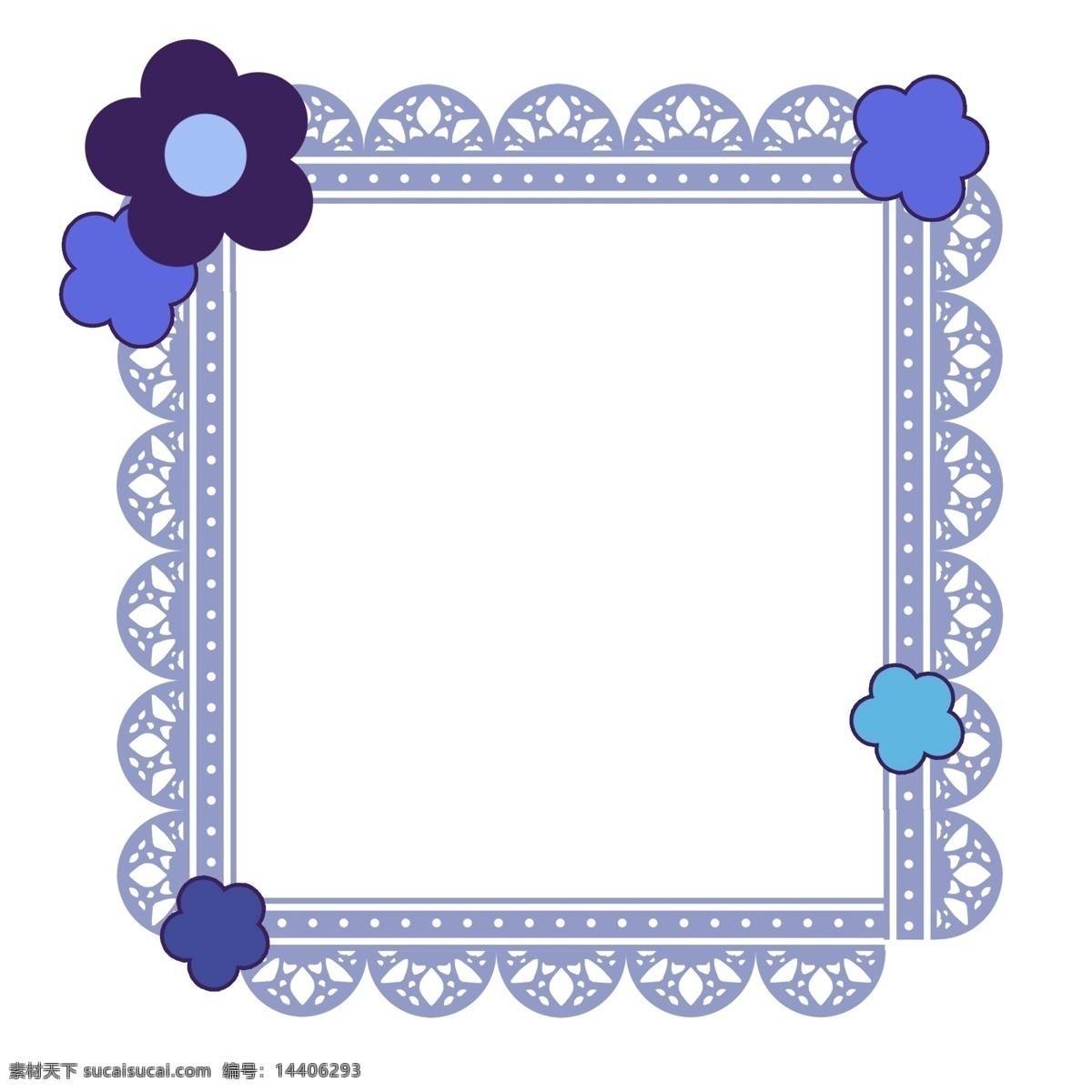 蓝色 花边 装饰 边框 花纹 花朵