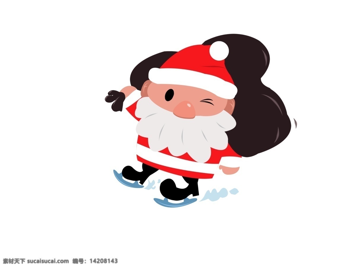 萌 小可爱 圣诞老人 滑冰 送礼 物 小 清新 可爱 小清新 送礼物 圣诞 小老头 萌萌的